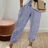 Summer New Striped Casual Pants with Loose Elastic Waist for Women