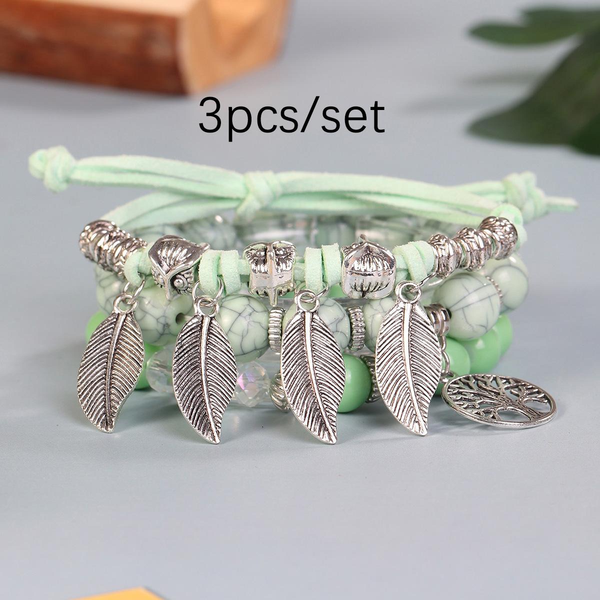 JYL TS Bracelet Bohemian Set Shell Style Combines Beach Vibes And Blessings blue green фото-синий