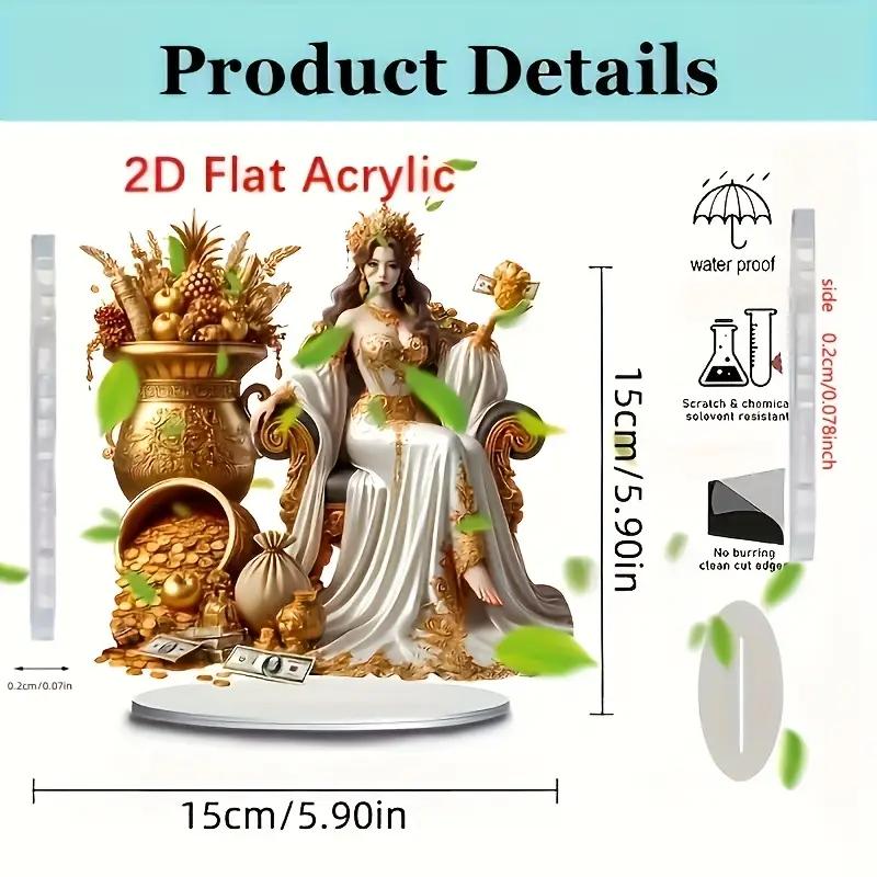 Böhmischer Stil Reichtumsgöttin Dekora Logo und Plakette mit leuchtenden Farben und realistischem Design geeignet für Heim- und Bürodekora