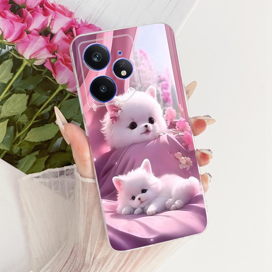 Etui na telefon Realme Neo7 Turbo Neo 7 Miękkie Przezroczyste Silikonowe Funda Wzór Kwiatowy Motyl Kokardka Smok Loong Tylna Pokrywa RMX5060