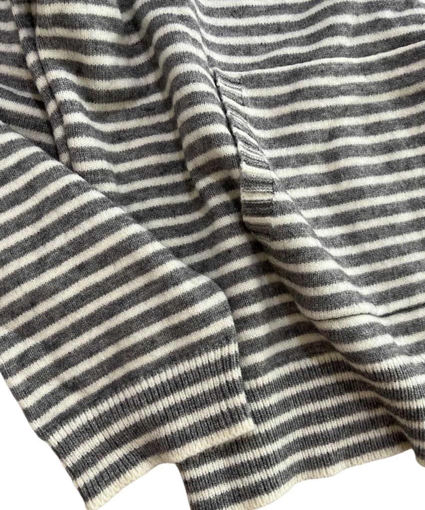 SK8ER ROCK Double Stars Stripe Knit Hood Zip-Up ((Gray))