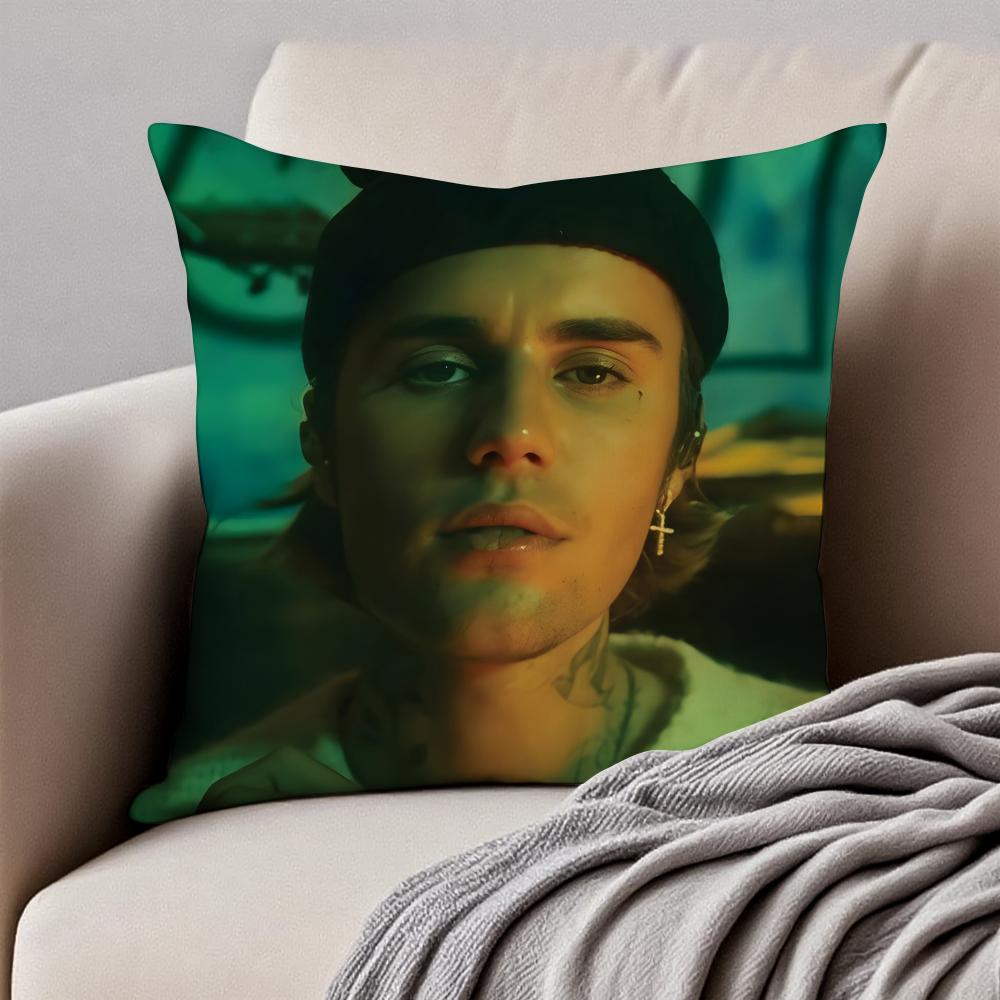 

Pop Handsome Singer JJustin Bieber Cushion Cover Pillowcase Antidustmite Invisible Zipper Short Plush Sofa Cushion 30X30cm
