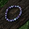 8mm Natural Purple Copper Turquoise Gemstone Round Beads Jewelry Handmade Purple And Blue Stone Stretch Bracelet 7.5" RBB-84