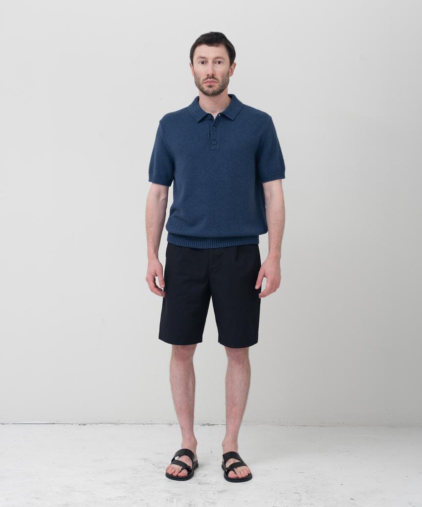 MANNERGRAM Upw Washable Cotton Polo Short Sleeve Knit Peacock Blue
