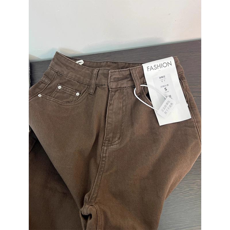 Plus Size Retro High Waist Straight Leg Jeans - Women's Autumn Slimming Wide Leg Pants