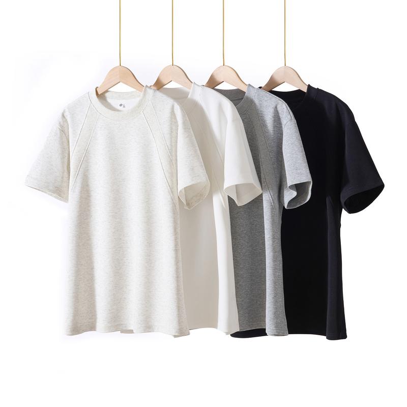 Cotton T-sleeve Men's Spliced Ice Silk Short-sleeved Men's Cool T-shirt Men's Dropped Shoulder Sleeves Short-sleeved Men's