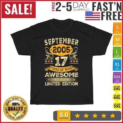 Vintage September 2005 17 Jahre alter Junge 17. Geburtstag Vintage T-Shirt Männer Frauen