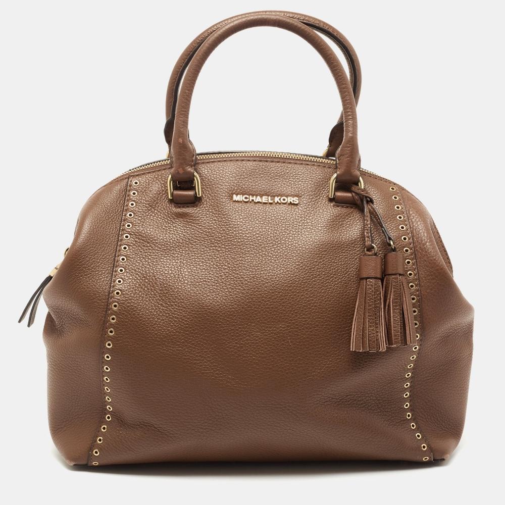 

Michael Kors Кожаная сумка Michael Michael Kors Riley коричневая