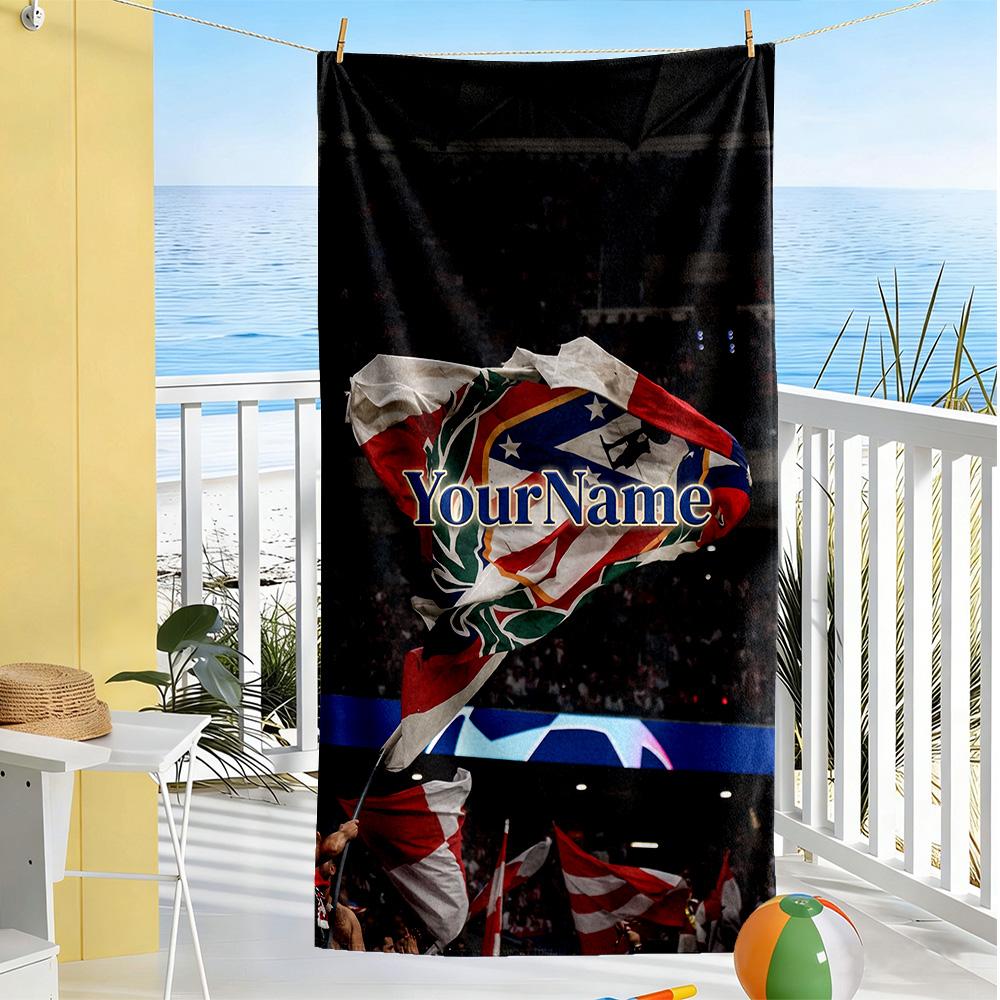 Atletico Madrid Customize Text Beach Towel Super Soft Microfiber Quickdry Fabric Suitable for Sports Travel Swimming Yoga Bathroom Beach And Pool