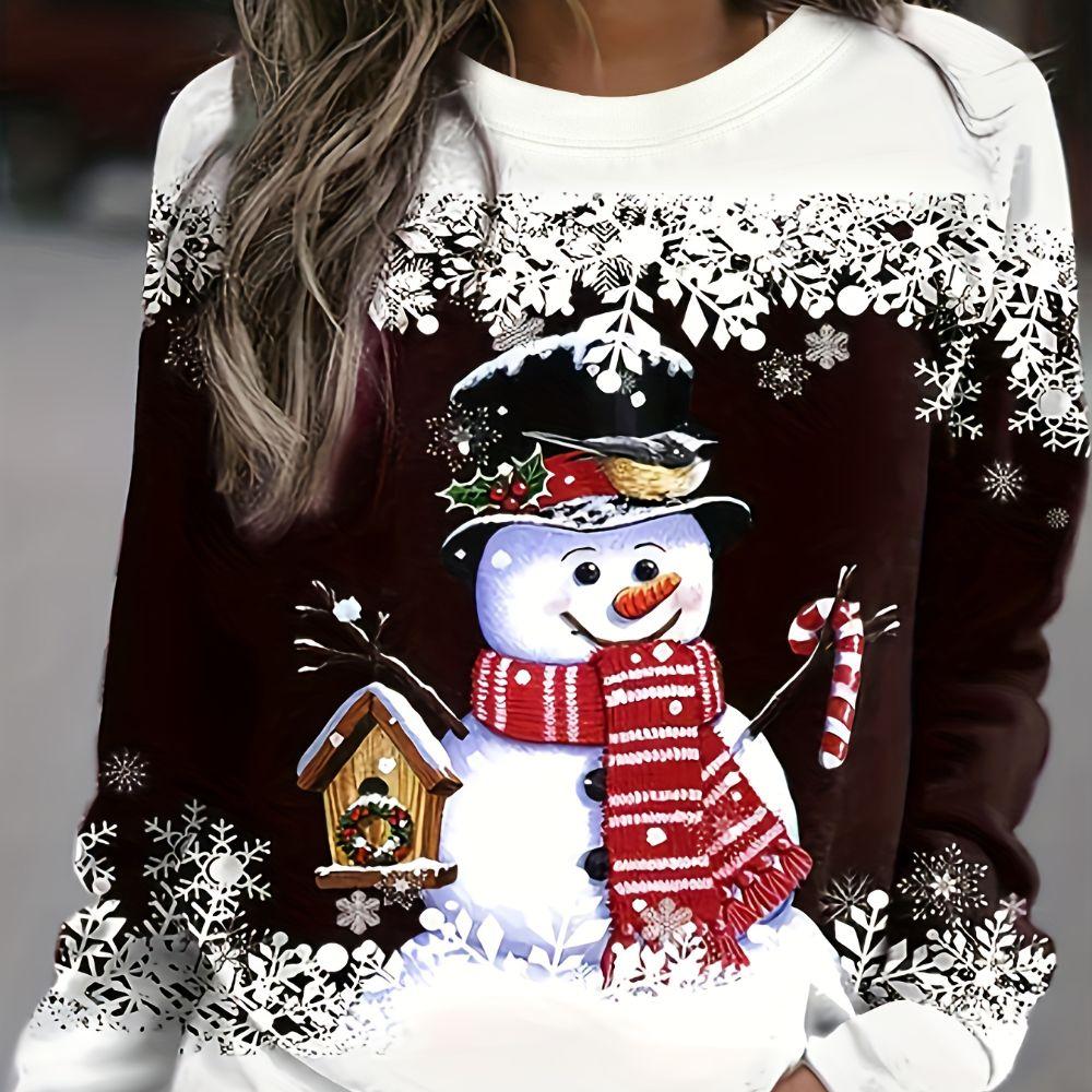 Милая рождественская толстовка с принтом снеговика — фото 5