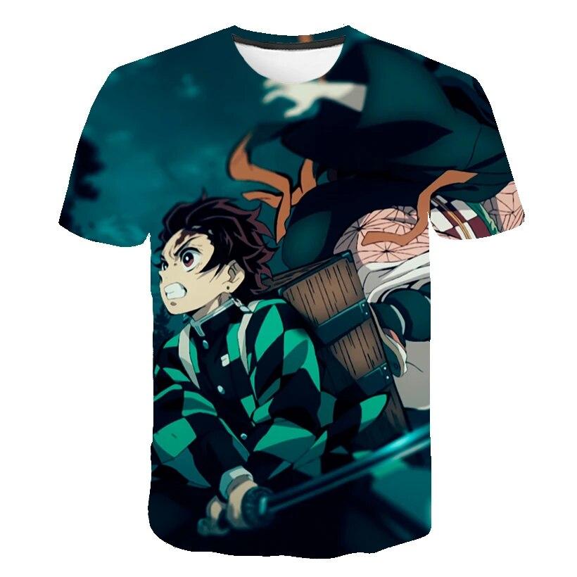 1-14 Jahre alt Cartoon Demon Slayer Print T-Shirts Jungen Mädchen Sommer Kinder Kleidung 3D Druck Kurzarm O-Ausschnitt Tops T-Shirts