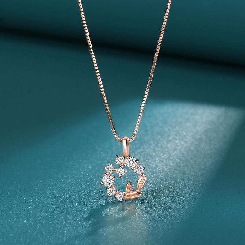 Wreath necklace Female Korean version Mori small fresh temperament Versatile wheat ear wreath ins wind collarbone chain