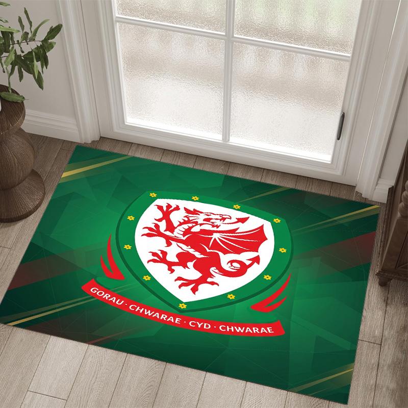 Wales Rugby Design Kristall-Samt-Teppich Gemütlich Nicht?Rutschfester Teppich mit Aufdruck für Schlafzimmer Wohnzimmer Eingang