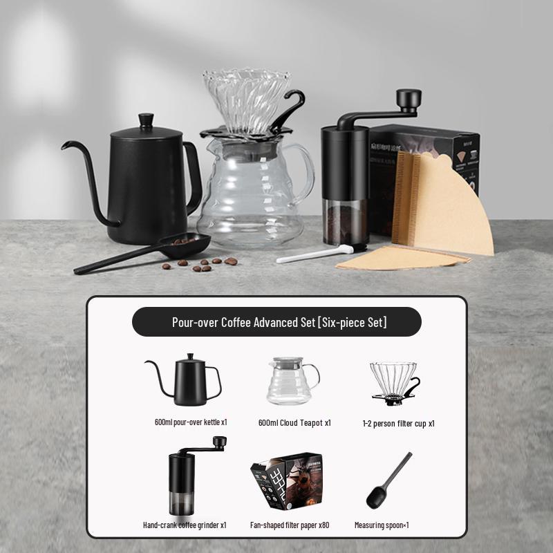Manual Pour Over Coffee Maker Set with Hand Grinder and Filter Cup