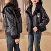 Pelzintegrierte Jacke Damen Winter Ausländischer Stil Fortgeschrittener Sinn Verdickt Warm Mütterlich Altersreduzierende Lederjacke