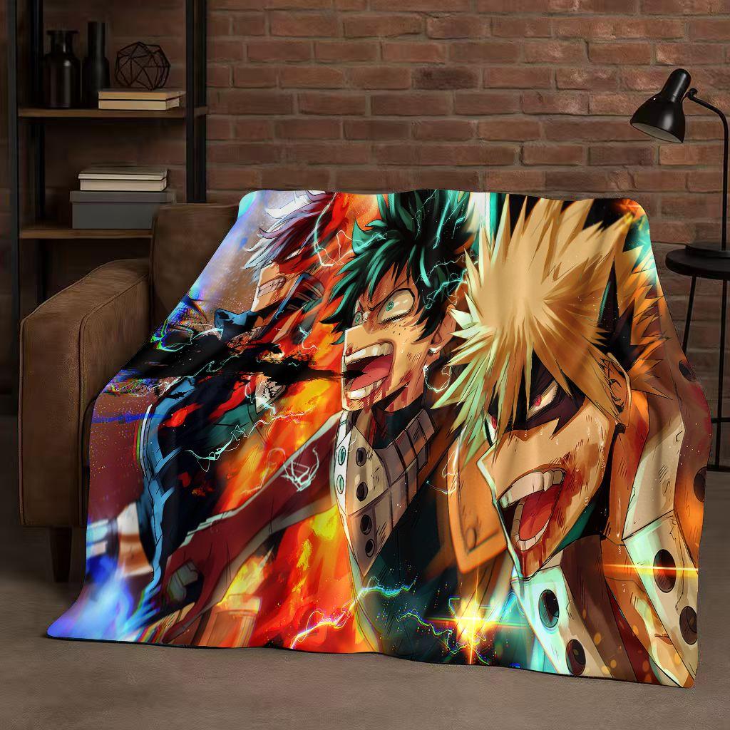 HD Anime My Hero Academia Bakugou Deku Cartoon Flannel Blanket,Ultra Soft Warm Plush Throw for Home Bedroom Bed Sofa Cover Kids