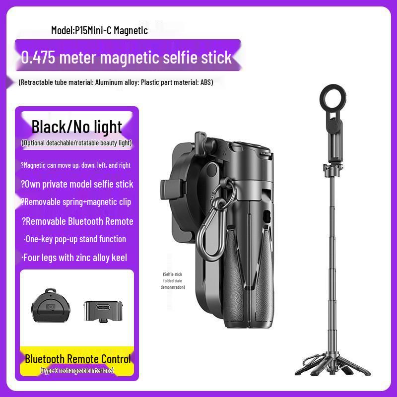 P15 Mini Magnetický Bluetooth Selfie Tyč s Stativem Follow-Me