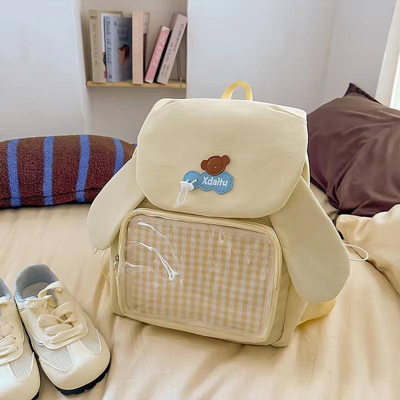 

Y2k Bow Rabbit Ear Japanese Ita Backpack Lolita Girl s Transparent Bag Cute High Capacity Rucksack Preppy Style Ruffled Knapsack 38x29x11cm
