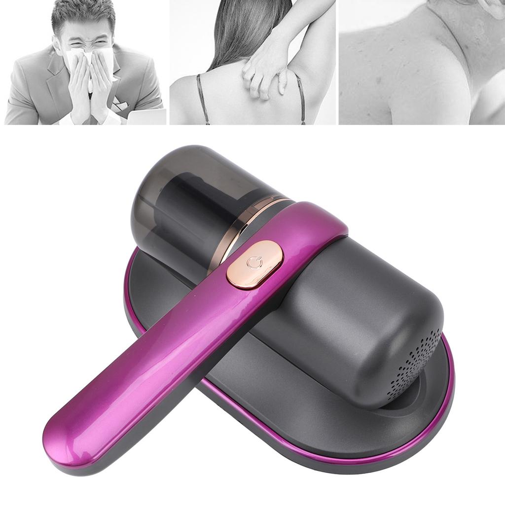 Bed Vacuum Cleaner Purple Handheld Cordless High Efficiency 2 Speeds Suction Power Mattress Vacuum C