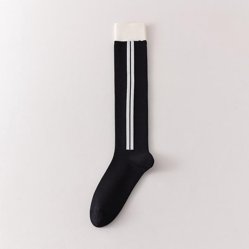

5pair Autumn Cycling Socks Women S Sports Long Tube Calf Socks Trend Fashion Contrasting Color Running Fitness Women S Socks One size fits all чорний