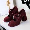 Fashion Thick Bottom High Heels Women Shoes Solid Fashion Temperament Single Shoe Spring Summer Ankle Buckle Elegant Woman Heeled Shoes