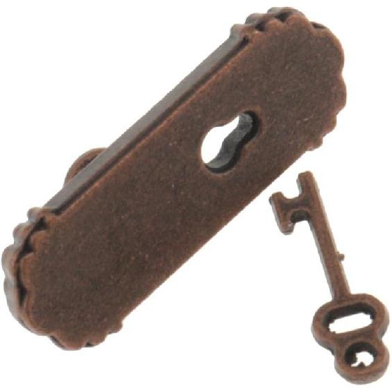1/12 Scale Dolls House Miniature Handle Key Set Door Knob Fittings 2 Pieces