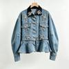 Womens Loose Denim Jacket 2026 Fall Heavy Beaded Rhinestone Streetwear Casual Outerwear