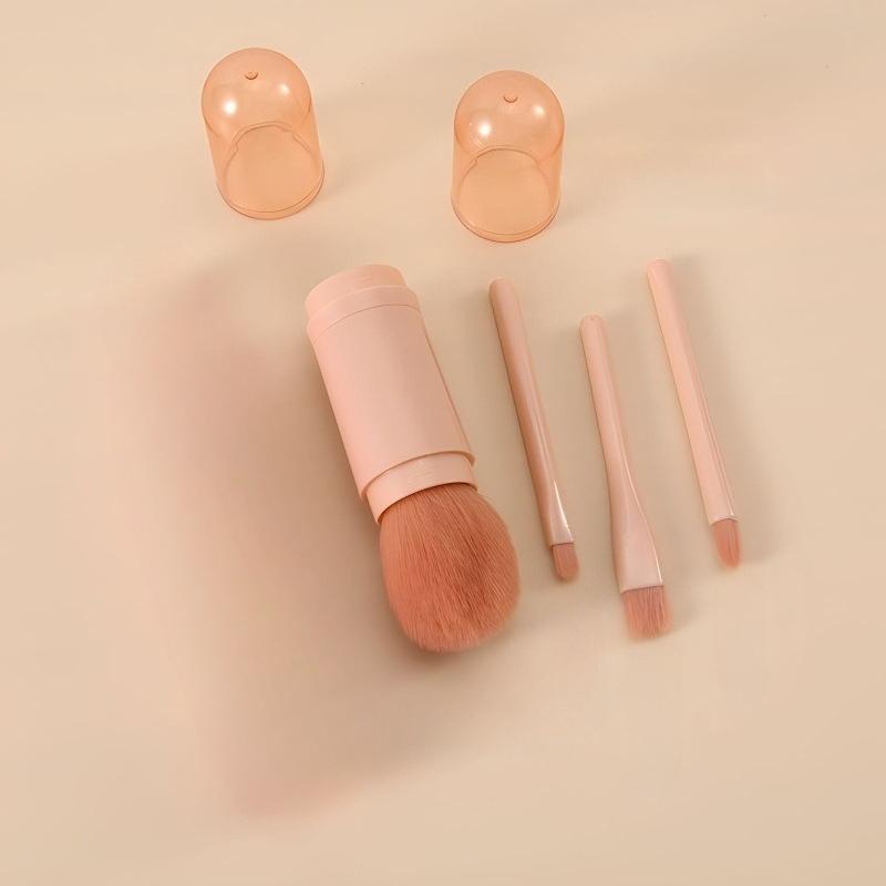 

4 In 1 Travel Makeup Brushes Set Retractable Brush 3 Small Brushes Blending Powder Eye Shadow Brush Small Portable For Touchup Set