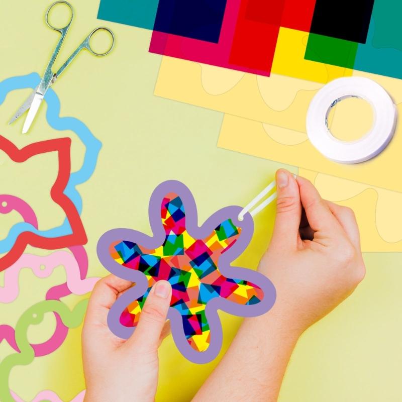 Suncatchers Crafts Safe Paper Cutting Craft Set For Children Window Painting Activity Family Bonding Project