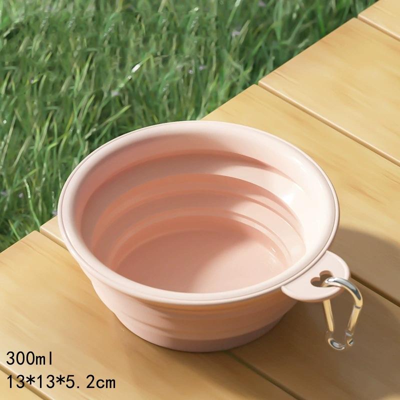 

Macaron Color Pet Outing Portable Foldableing Bowl Dog Drinking Bowl Cat Food Bowl Rice Bowl Travel Bowl With Carabiner Supplies