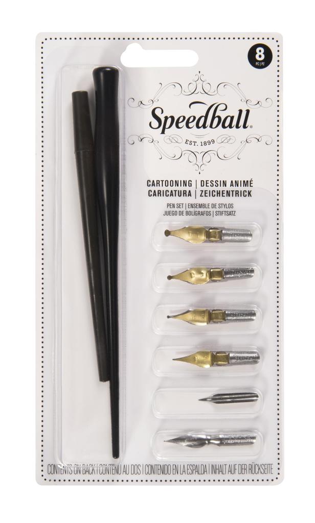 Speedball Cartoon Pen Set 2 Pen Holders 4 Nibs 2 Tips 1 Piece Drawing Pen Set (1 Pack)