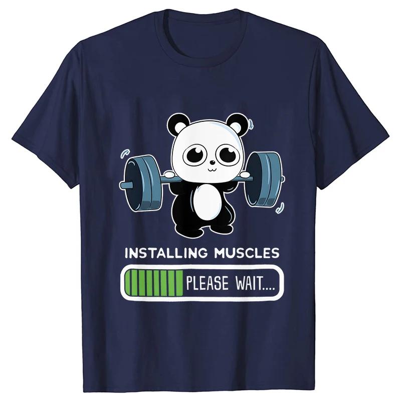 Vtipné tričko s potiskem pandy do posilovny Letní trička pro ženy O-výstřih Ležérní Krátký rukáv Vzpírání Nabírání svalů Letní trička Topy