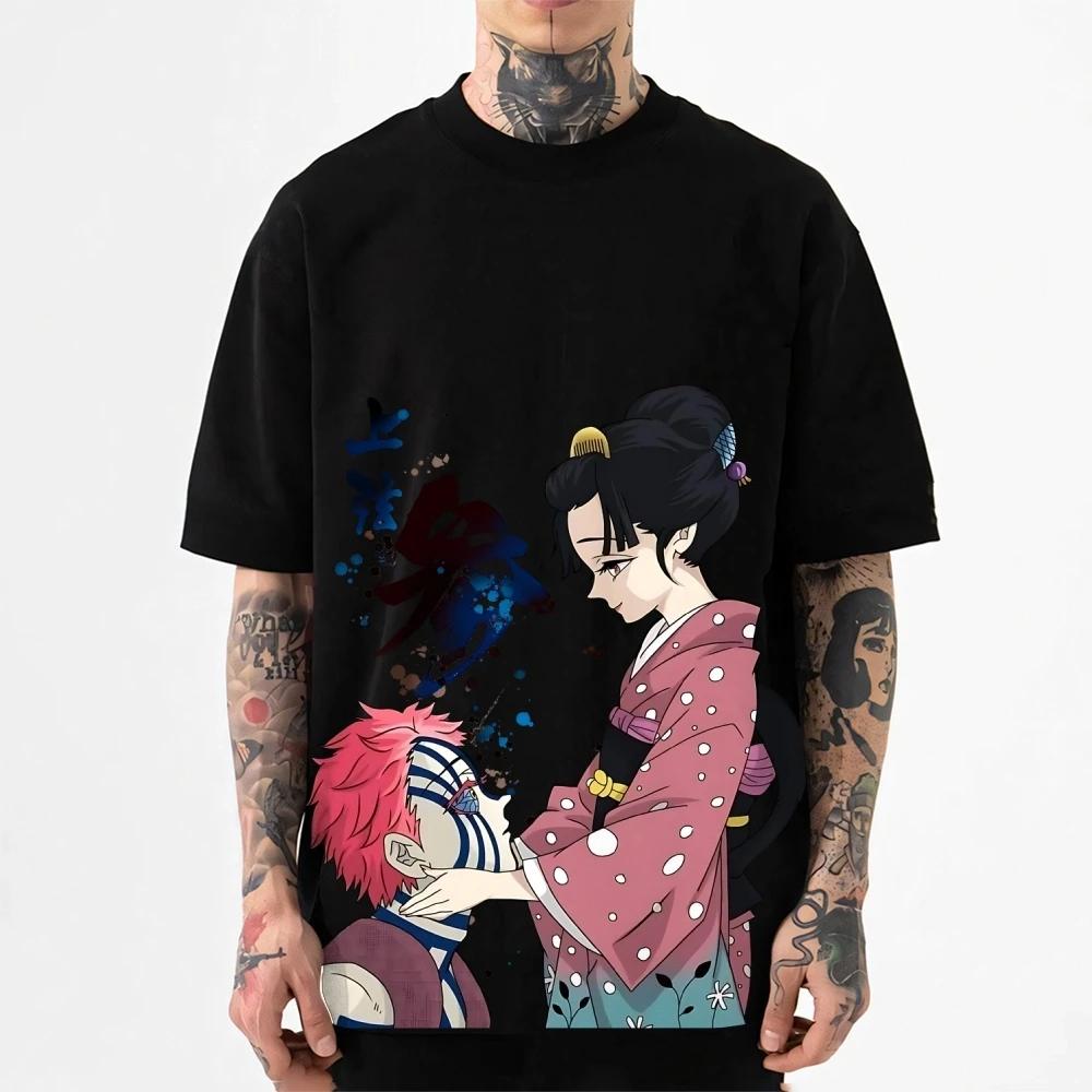 2026 New Demon Slayer Akaza Japanese Style Classic Tee High-quality Streetwear T-shirts Suitable for Both Men Women Summer