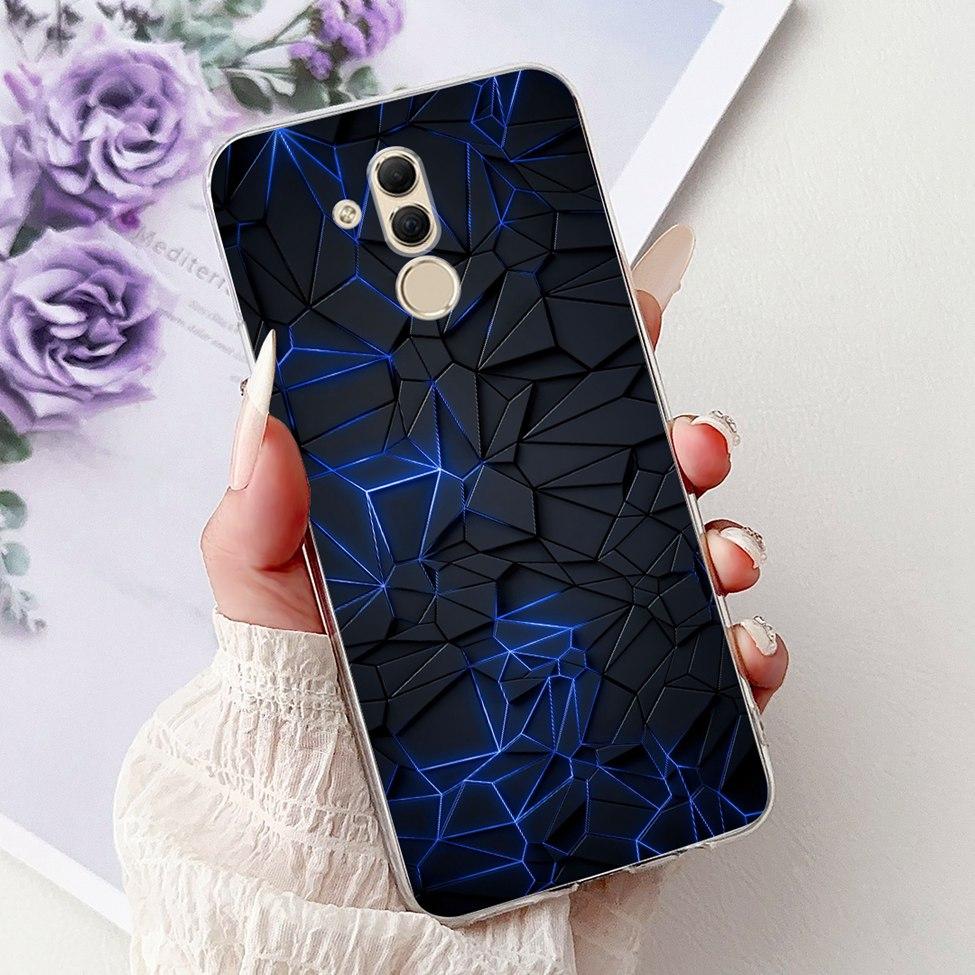 Clear For Huawei Mate 20Lite SNE-LX3 INE-LX2 Back Cover For Huawei Mate 20 Lite Case Cute Cartoon Cat Luxury Flowers Funny Funda
