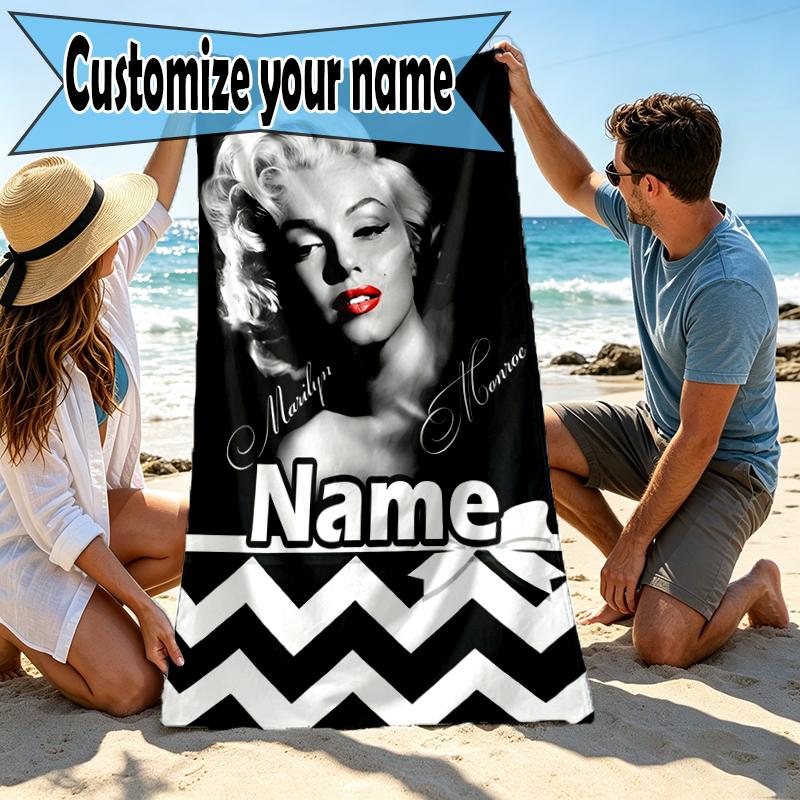 Custom Name Personalized Singer Print Beach Towel, for Trip Camping Beach Party Home Decor, Birthday Gift for Family & Friends