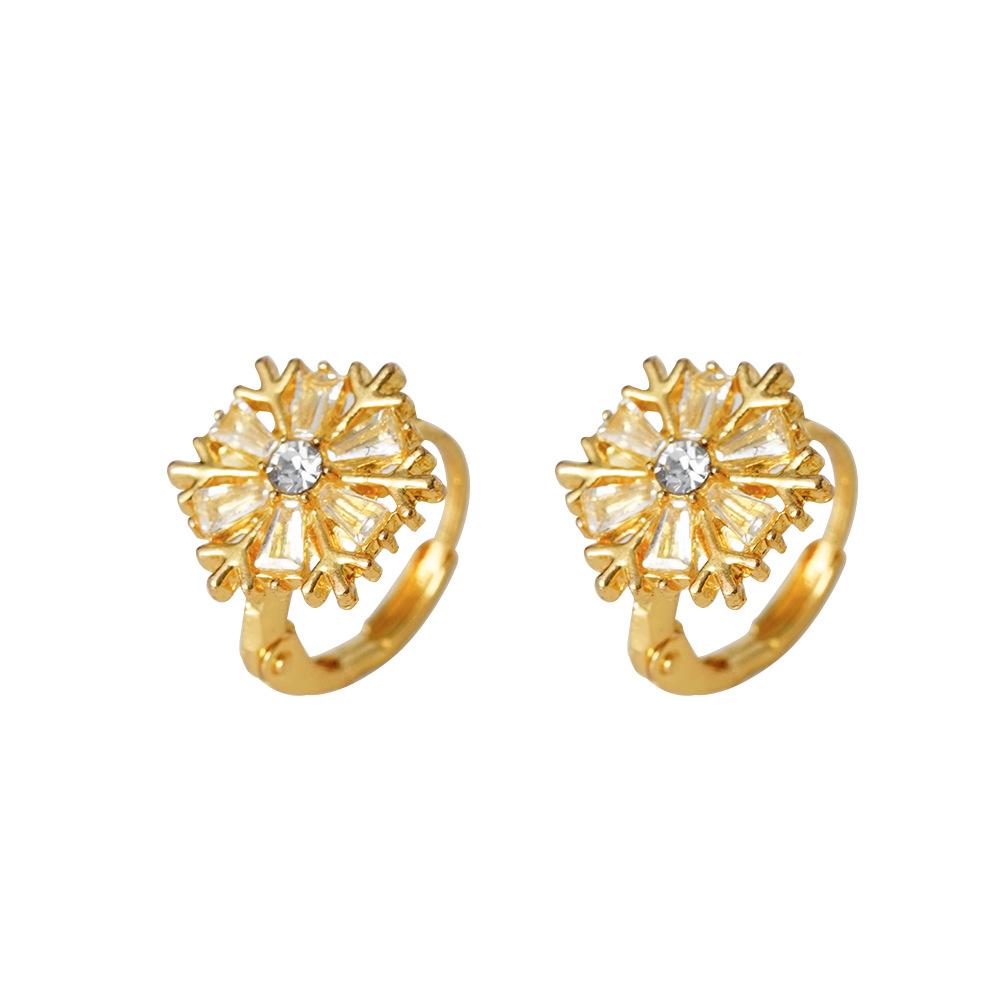 Luxury Diamond Snowflake Earrings Natural Zircon Sunflower Studs Small Cute Ear Jewelry for Women Girls
