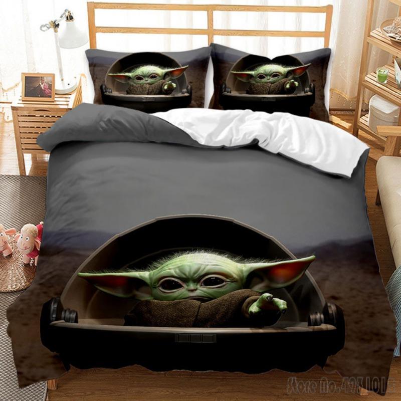 Bedding Set Anime Yoda Baby Double Twin Full Queen King Kids Bedclothes Duvet Cover Pillowcase Decoration Christmas Gifts