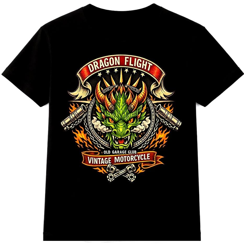 Biker Dragon T Shirt Vintage Motorcycle Club Garage Rider Graphic Tee M