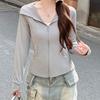 Black Hooded Sun Protection Clothes for Women's In Summer Slim and Thin Ice Silk Sun Protection Clothes Outdoor Sports Cardigan Jacket Thin