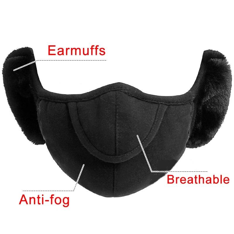 Winter Warm Mask Outdoor Windproof Skiing Cycling Face Mask Ear Protection Scarf Nose Open Breathable Face Cover Neck Warmer