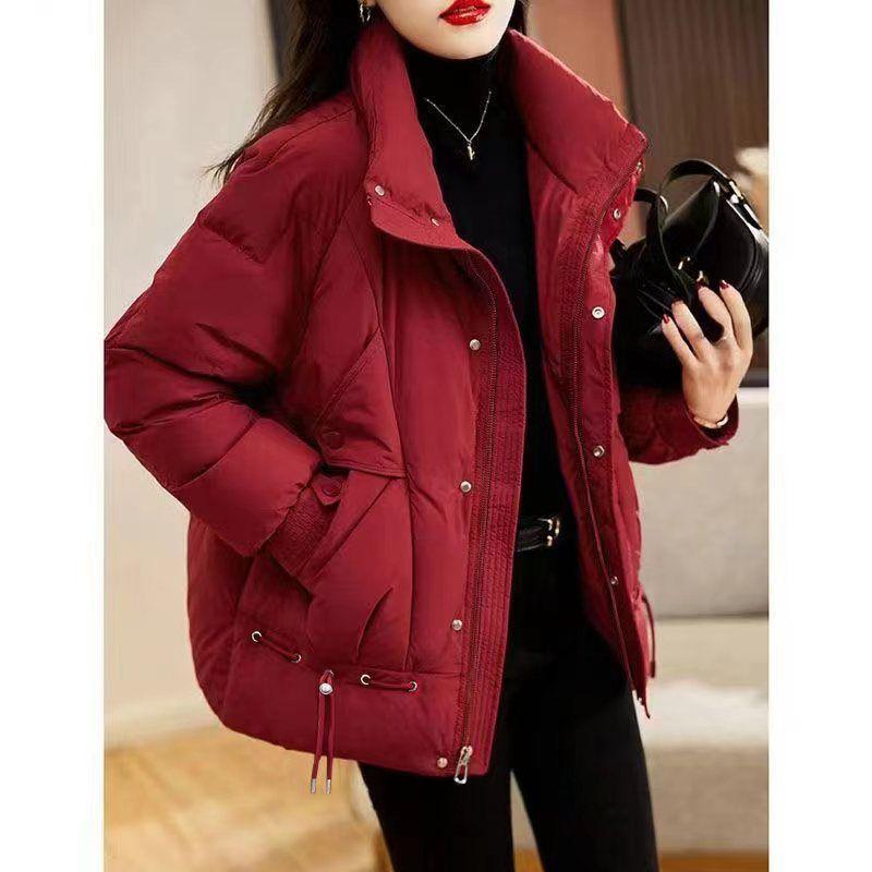 Winter Puffer Jacket Women Thick Warm Quilted Cotton Coat Stand Collar Zipper Loose Outerwear