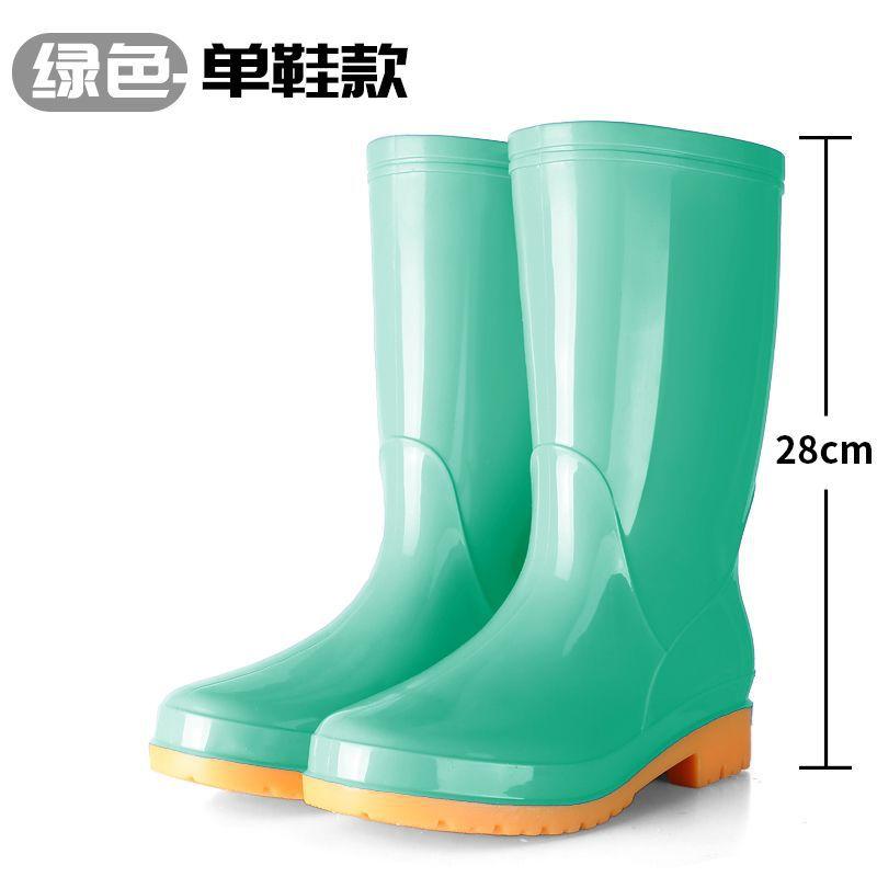 Thickened wear-resistant medium tube rain shoes women's fashion rain boots anti-fleece shoes women's non-slip work soft rubber shoes women's