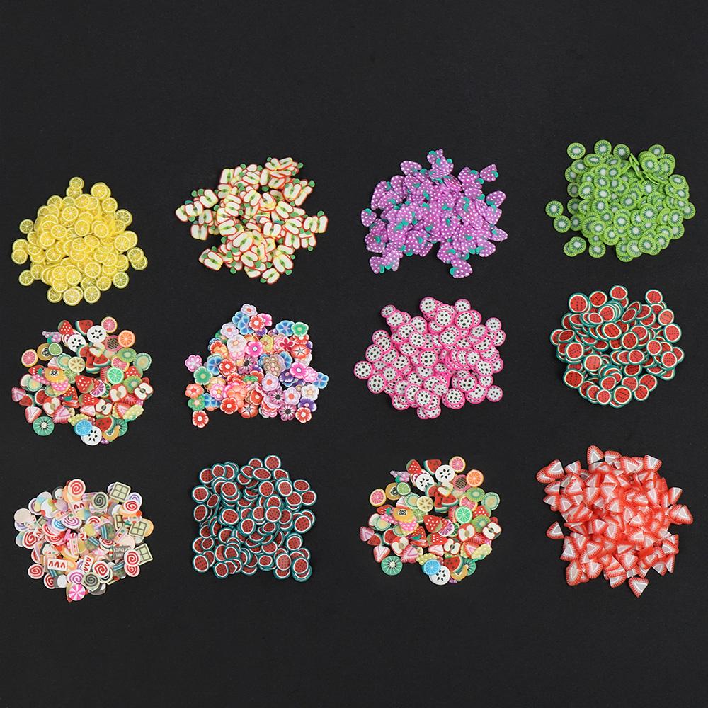 1000-3000pcs Mix Fruit Soft Clay Slime Animal Flower Slice Resin Filler for Nail Art Epoxy Mold DIY Craft Making Wholesale
