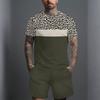 Herren 3D Seilgeflecht Muster Kurzarm T-Shirt und Passende Shorts Zweiteiliges Outfit