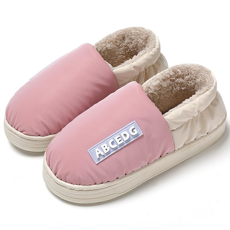 Bag heel waterproof cotton slippers winter couple plush couple plush warm home winter cotton shoes winter