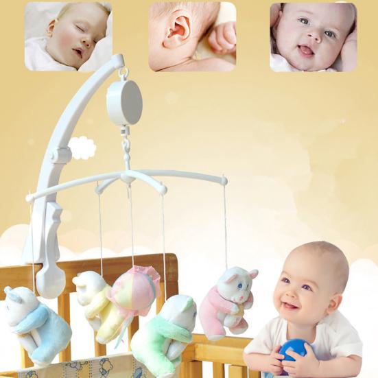 Baby Crib Bed Hanging Bell Wind-up Rotating Music Box Kids Develop Toy Gift