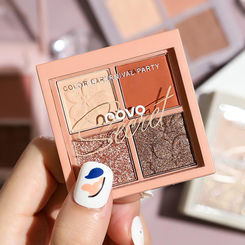 NOVO Palette Ombretti Perlescenti a Quattro Colori - Tonalità Terra per Studenti e Influencer