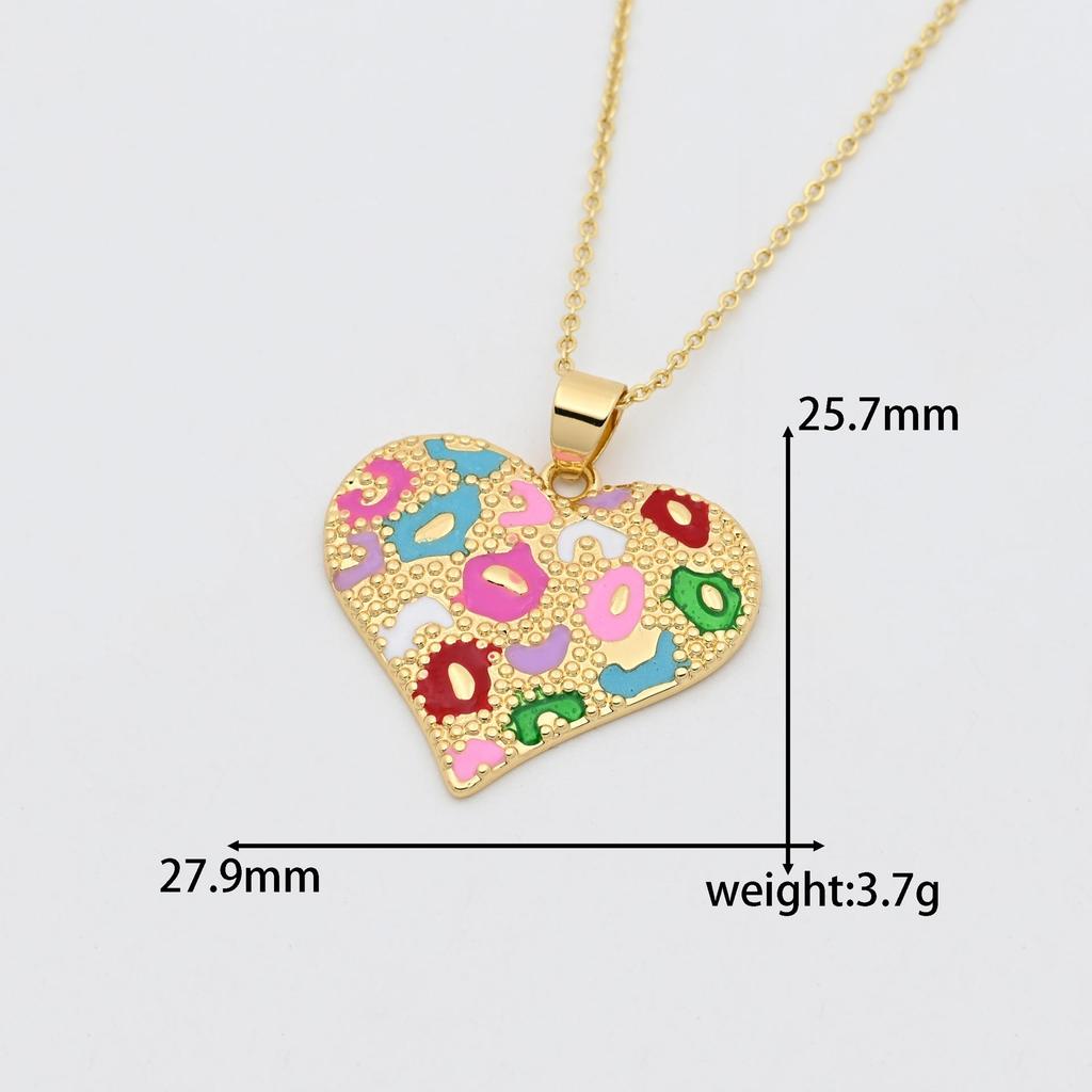 Collar con Colgante de Corazón de Esmalte de Cobre Bohemio para Mujer