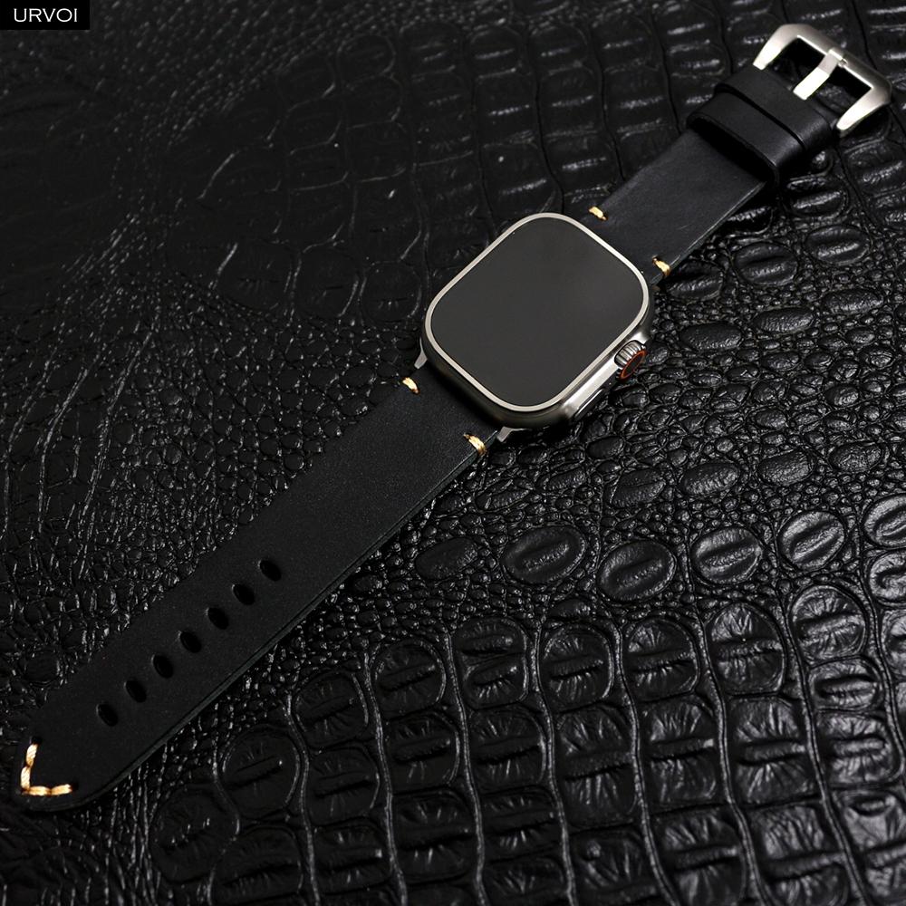 Řemínek Apple Watch Ultra 2 series 10 9 8 7 6 SE 54 z vintage kůže Crazy Horse pro iWatch Pin V stehy 49mm