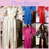 Elegantes Damen Nachthemd Seidensatin Spitze Lingerie Kimono Nachtwäsche Langer Bademantel Robe